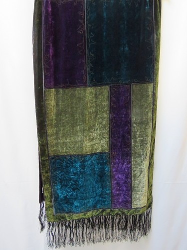 Silk velvet devore shawl black - silk,