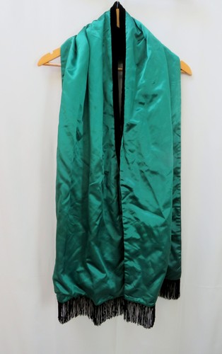 Velvet satin shawl black green - satin,