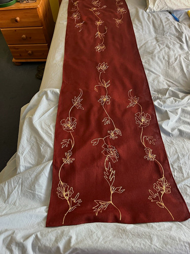 Wool rust and gold embroidered - rust,