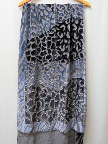 Silk velvet devore blue animal - devore,