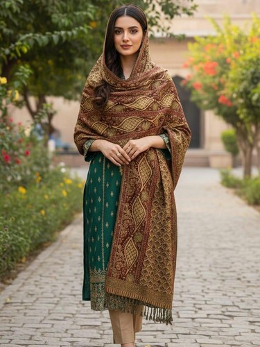 Ladies luxury jacquard shawl - ladies,