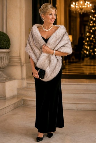 Faux fur bridal wedding wrap - fur,