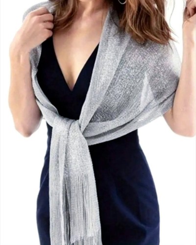 Silver shimmer shawl wrap - silver,