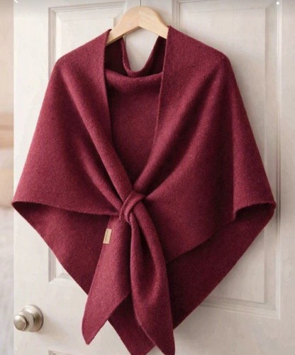 Burgundy knitted shawl wrap - burgundy,