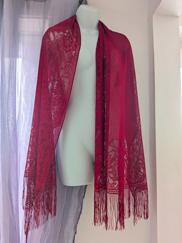 Burgandy floral shawl - burgandy,